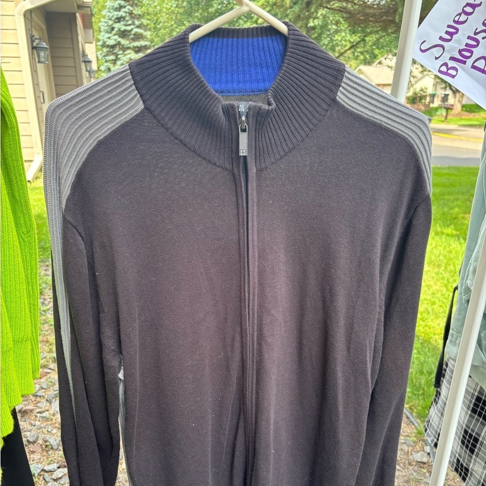 Kenneth Cole Reaction Black and Gray Cardigan Sweater